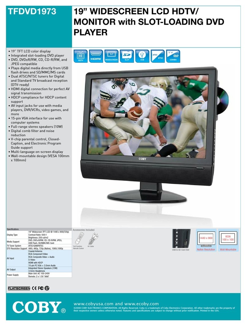 Coby TFDVD1973 - 19" LCD TV User manual Coby TFDVD1973 - 19" LCD TV User manual