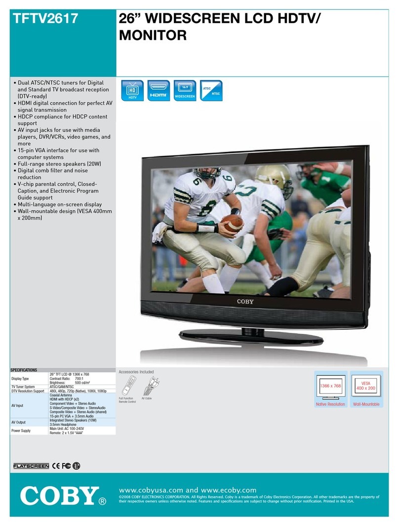 Coby TFTV2617 - 26" LCD TV User manual