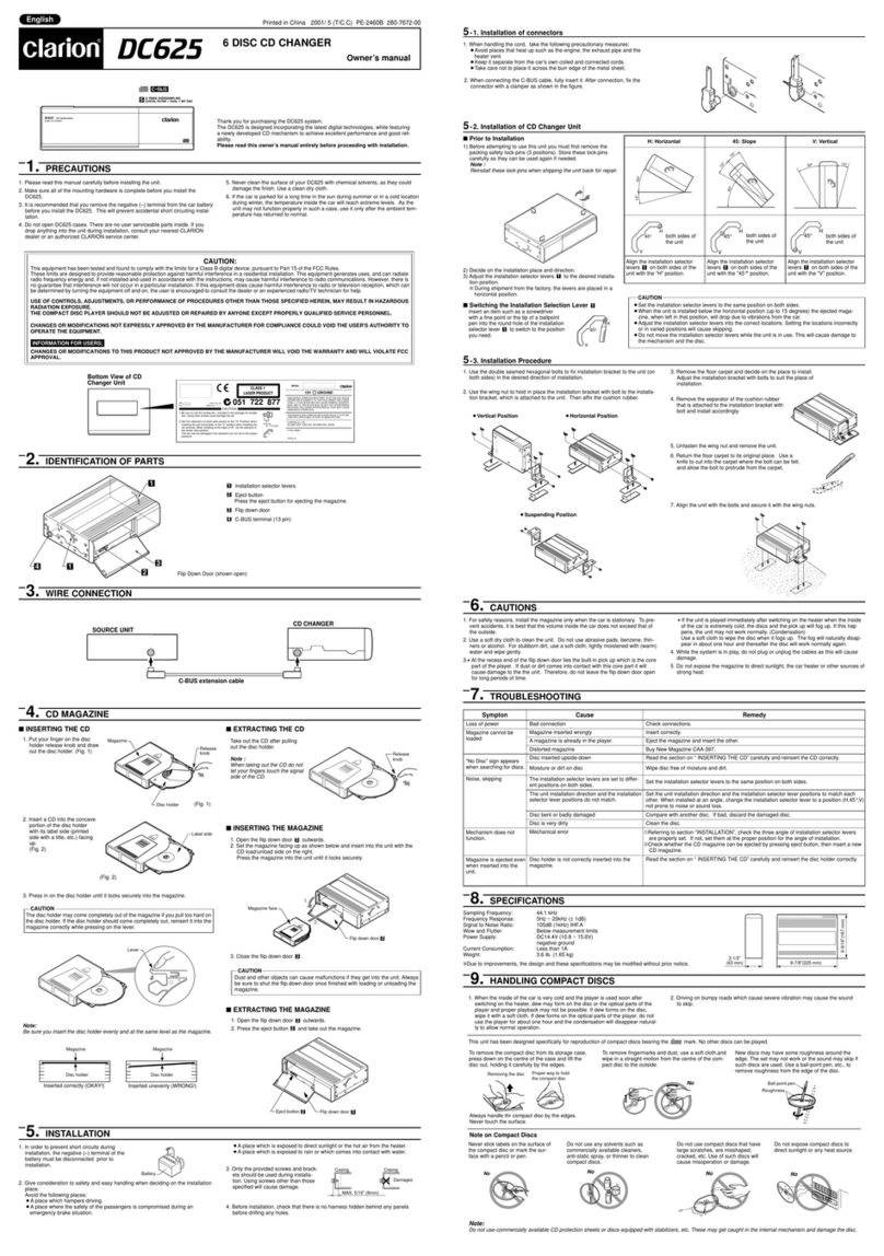 Clarion DC625 User manual Clarion DC625 User manual