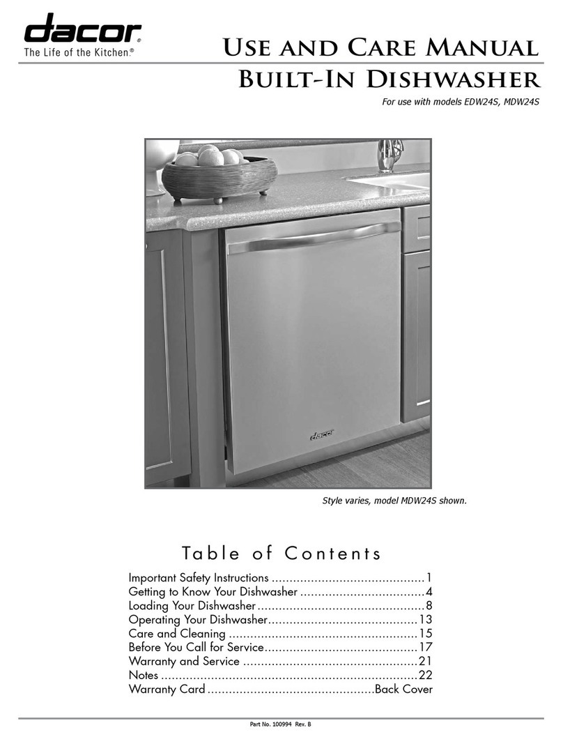 Dacor Millennia EDW24 use and care manual