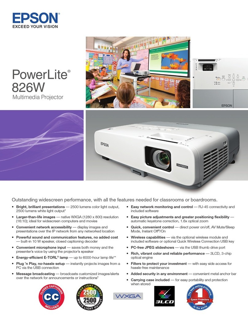Epson PowerLite 826 User manual
