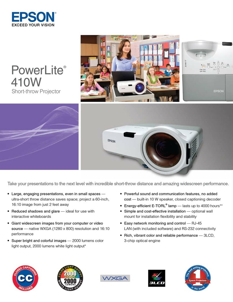 Epson 410W - PowerLite WXGA LCD Projector User manual