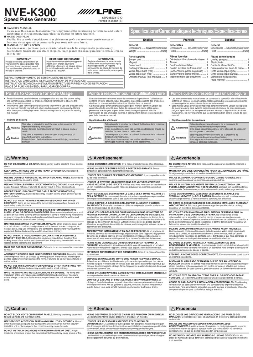 Alpine NVE-K300 User manual