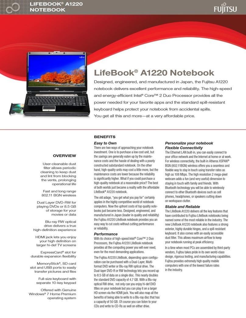 Fujitsu A1220 - LifeBook - Core 2 Duo 2.2 GHz Specifications