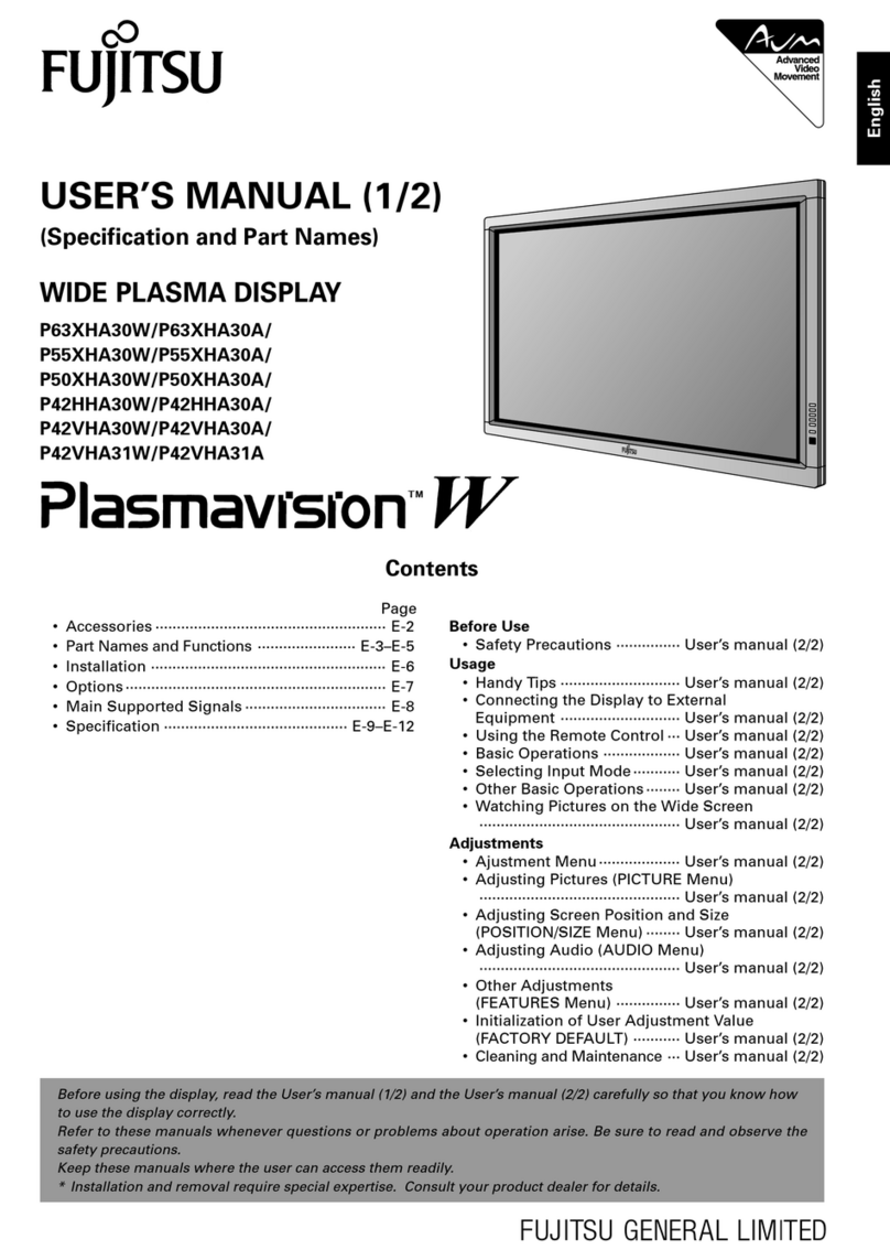 Fujitsu PlasmaVision P42HHA30WS user manual