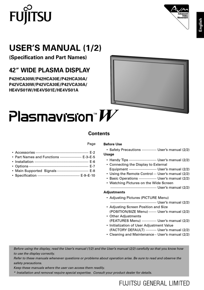 Fujitsu Plasmavision HE4VS01WH User manual Fujitsu Plasmavision HE4VS01WH User manual