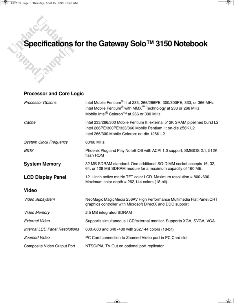Gateway Solo 3150 User manual