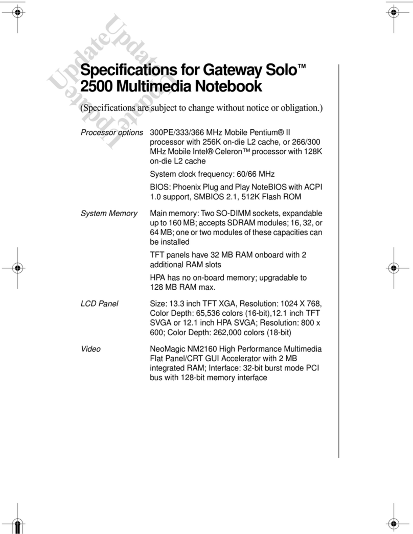 Gateway Solo 2500 User manual