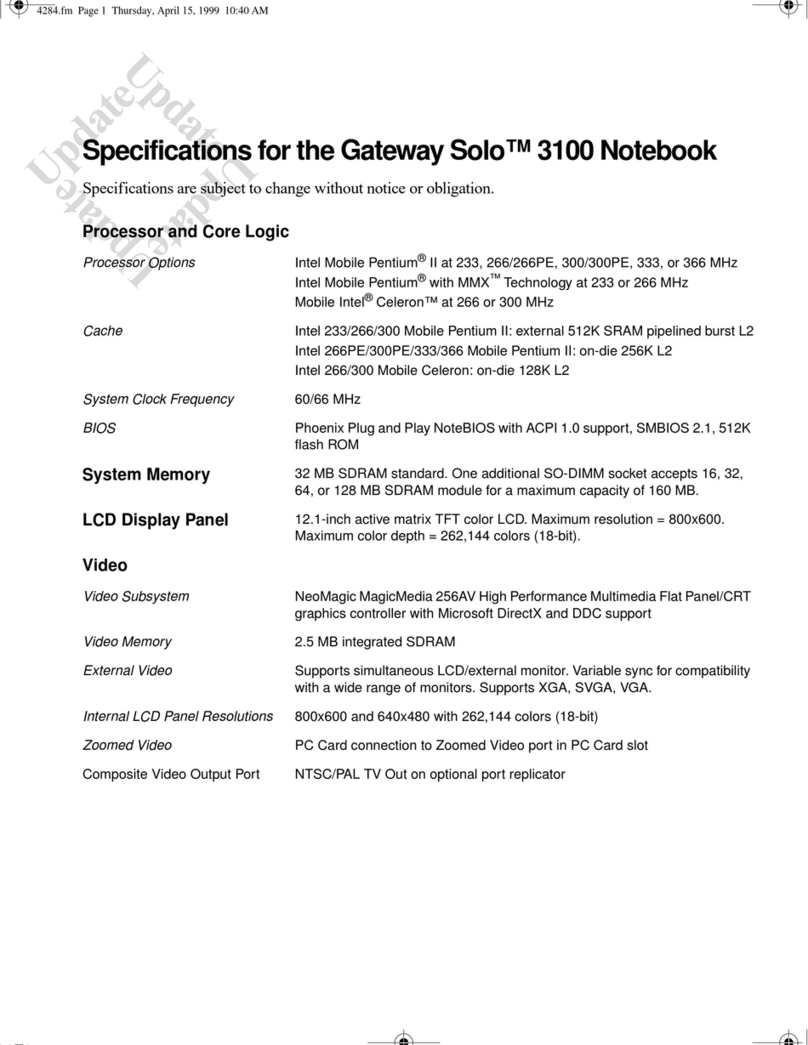 Gateway Solo 3100 User manual