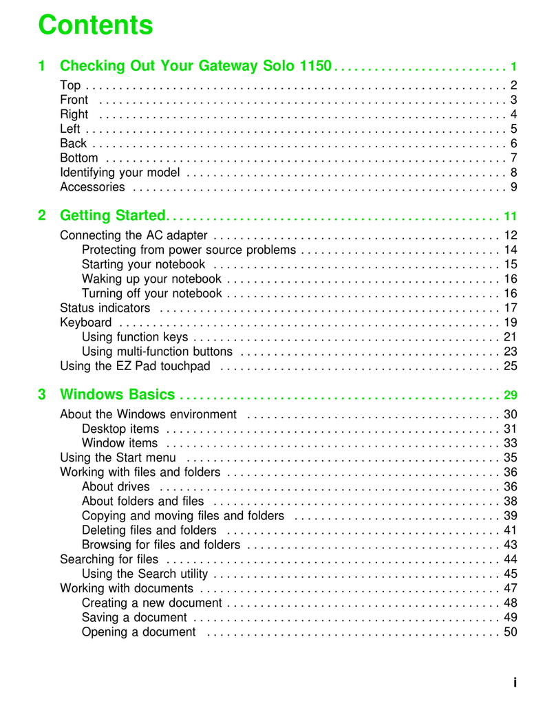 Gateway Solo 1150 User manual