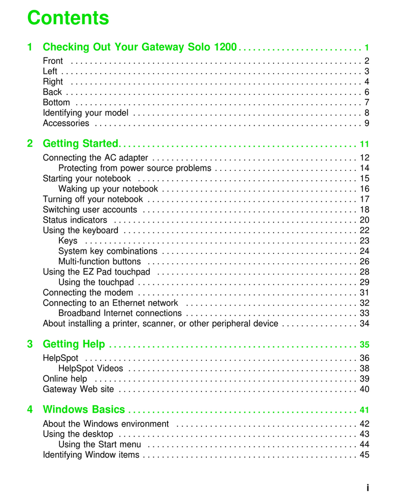 Gateway Solo 1200 User manual