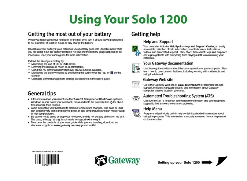Gateway Solo 1200 User manual