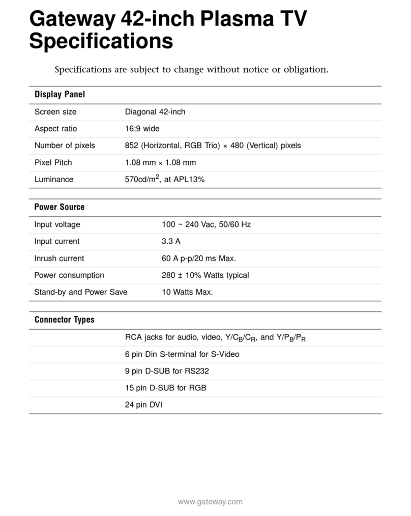 Gateway 42-inch User manual