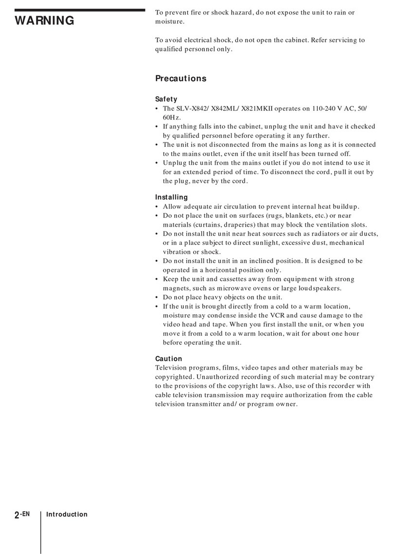 Sony SLV-X821MK2 Installation instructions manual