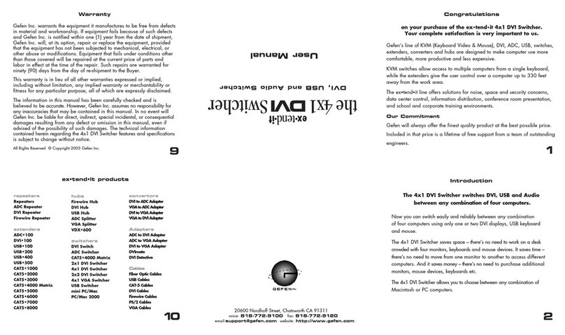 Gefen DVI-4X1 User manual Gefen DVI-4X1 User manual