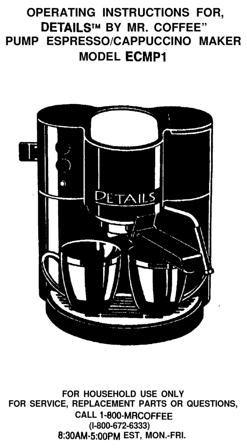 Mr. Coffee ECMPl operating instructions