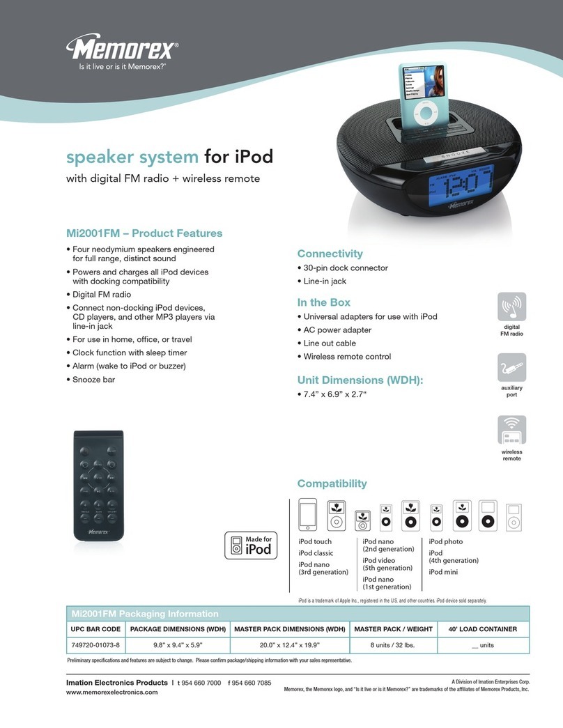 Memorex MI2001FM Specification sheet
