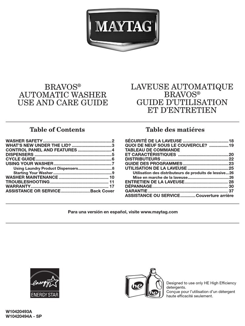 Maytag BRAVOS W10420493A Use and care guide