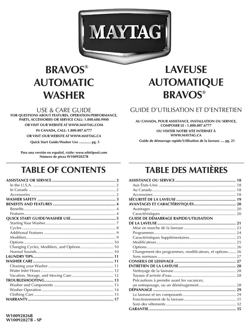 Maytag Bravos W10092826B User manual