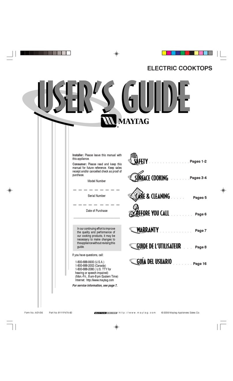 Maytag ELECTRIC COOKSTOP user guide