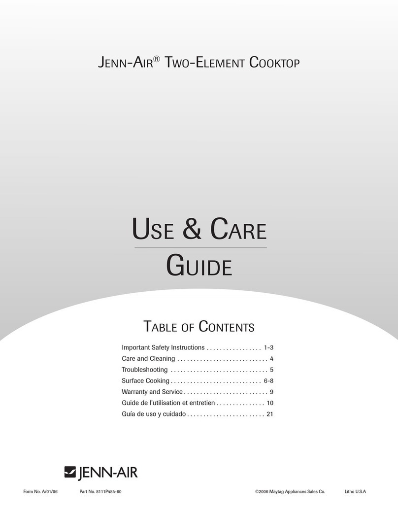 Jenn-Air Jenn-Air Two-Element Cooktop Use and care guide