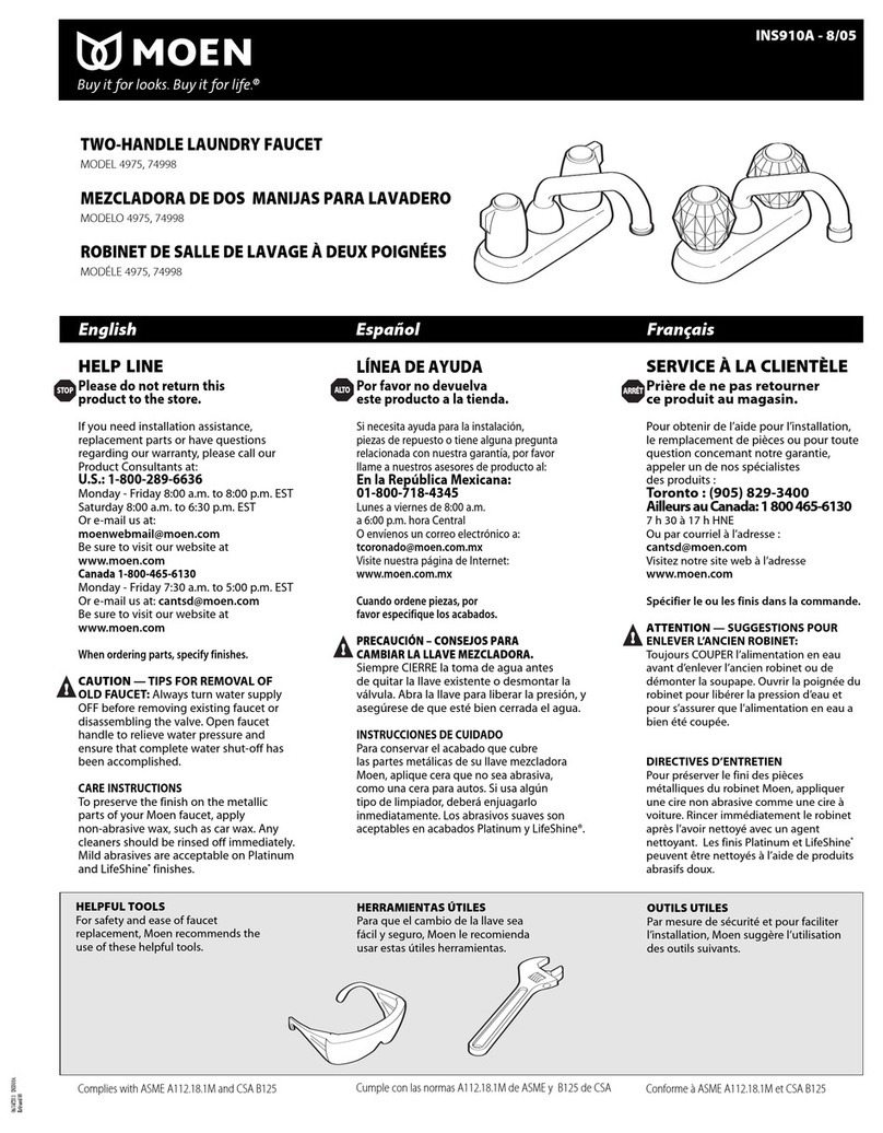 Moen 4975 Product user manual Moen 4975 Product user manual