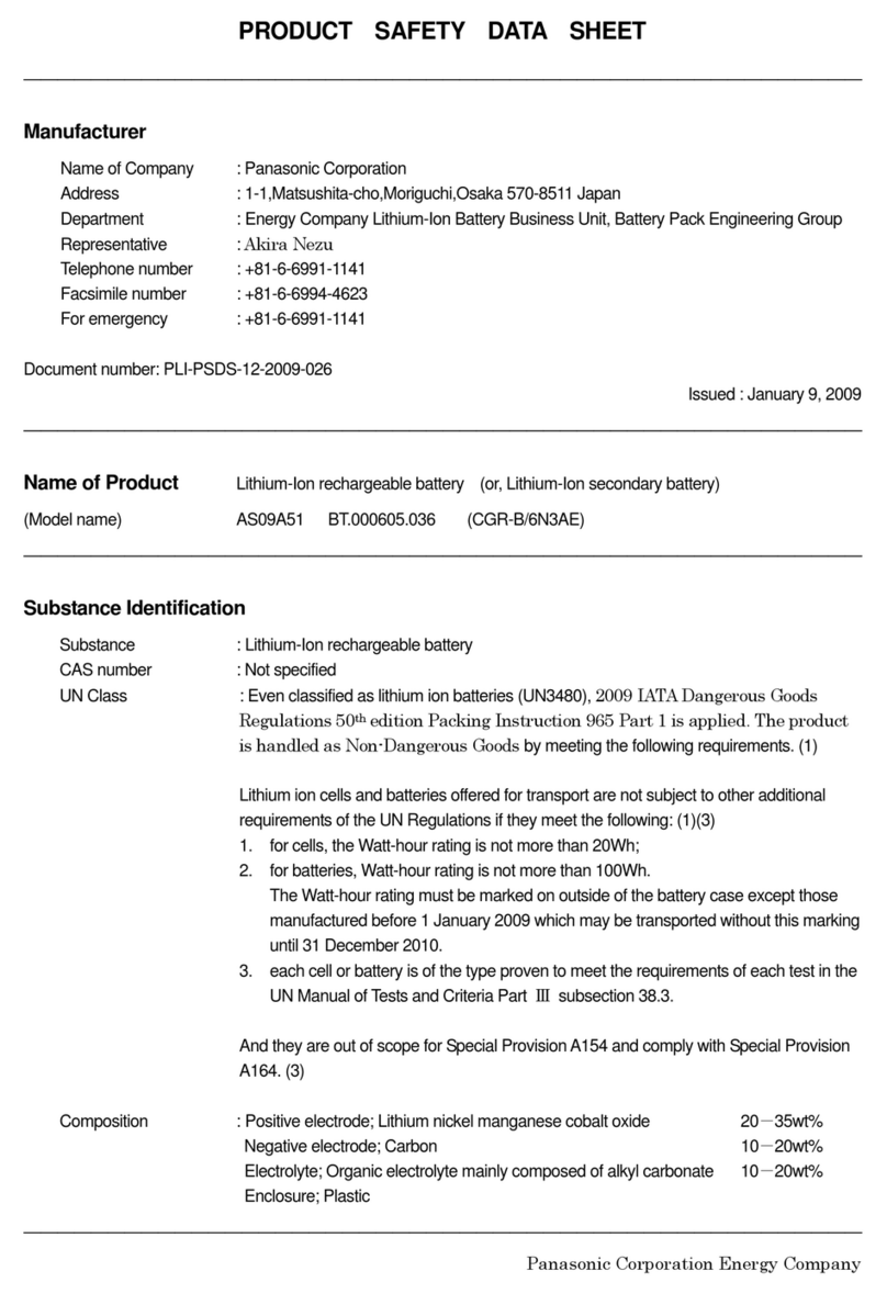 Panasonic AS09A51 Product safety data sheet