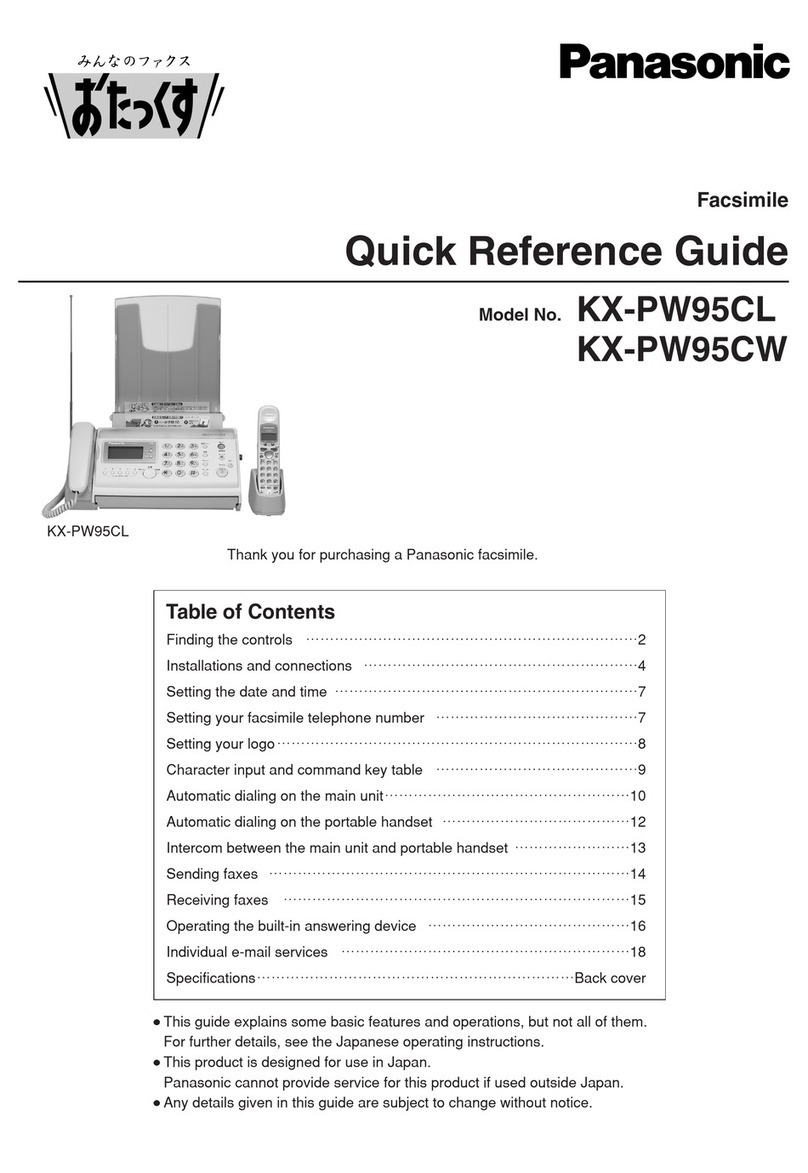 Panasonic KX-PW95CL Quick reference guide