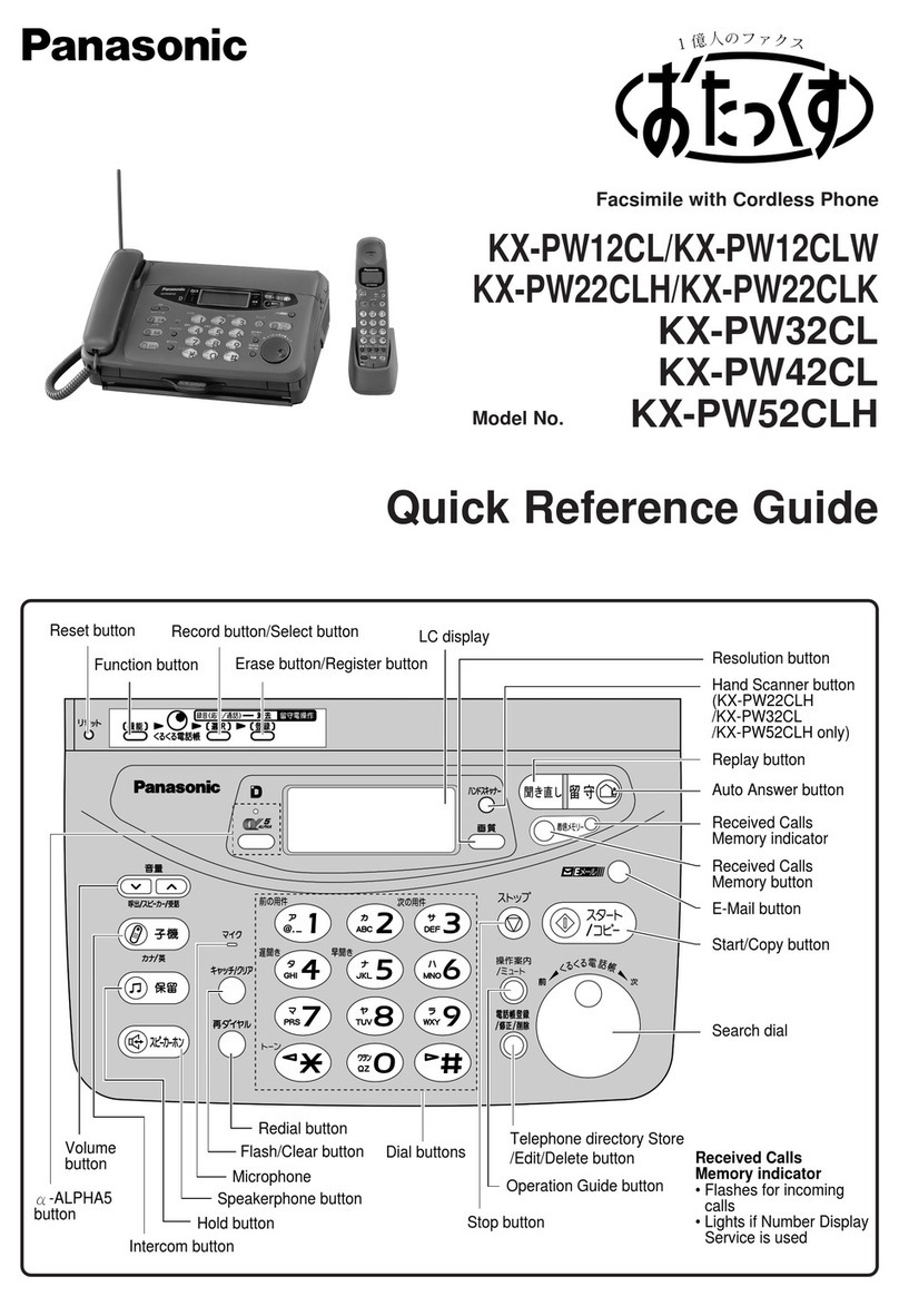 Panasonic KX-PW12CL, KX-PW12CLW, KX-PW22 Quick reference guide
