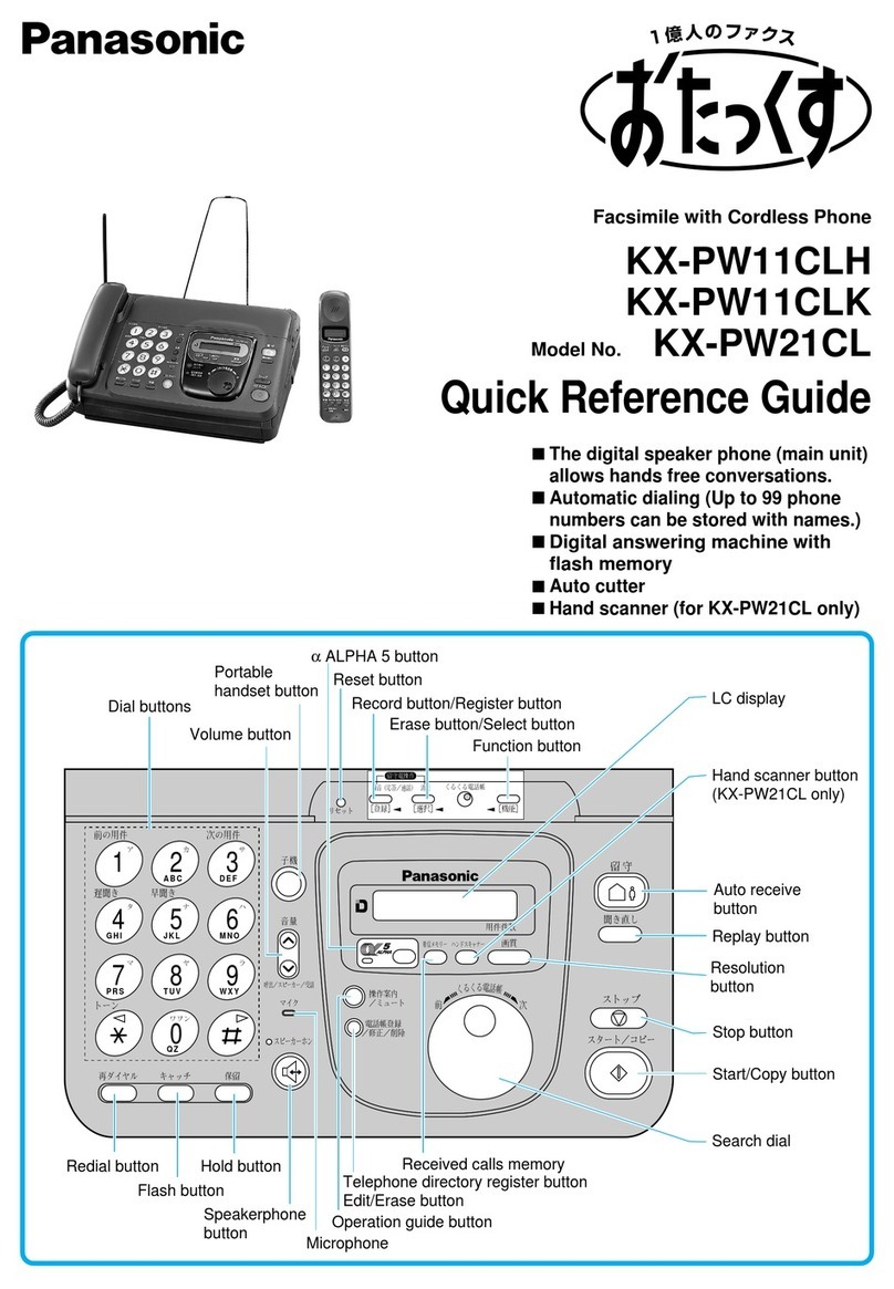 Panasonic KX-PW11CLH Quick reference guide