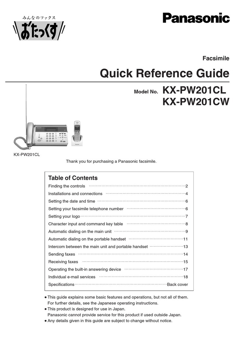 Panasonic KX-PW201CL Quick reference guide