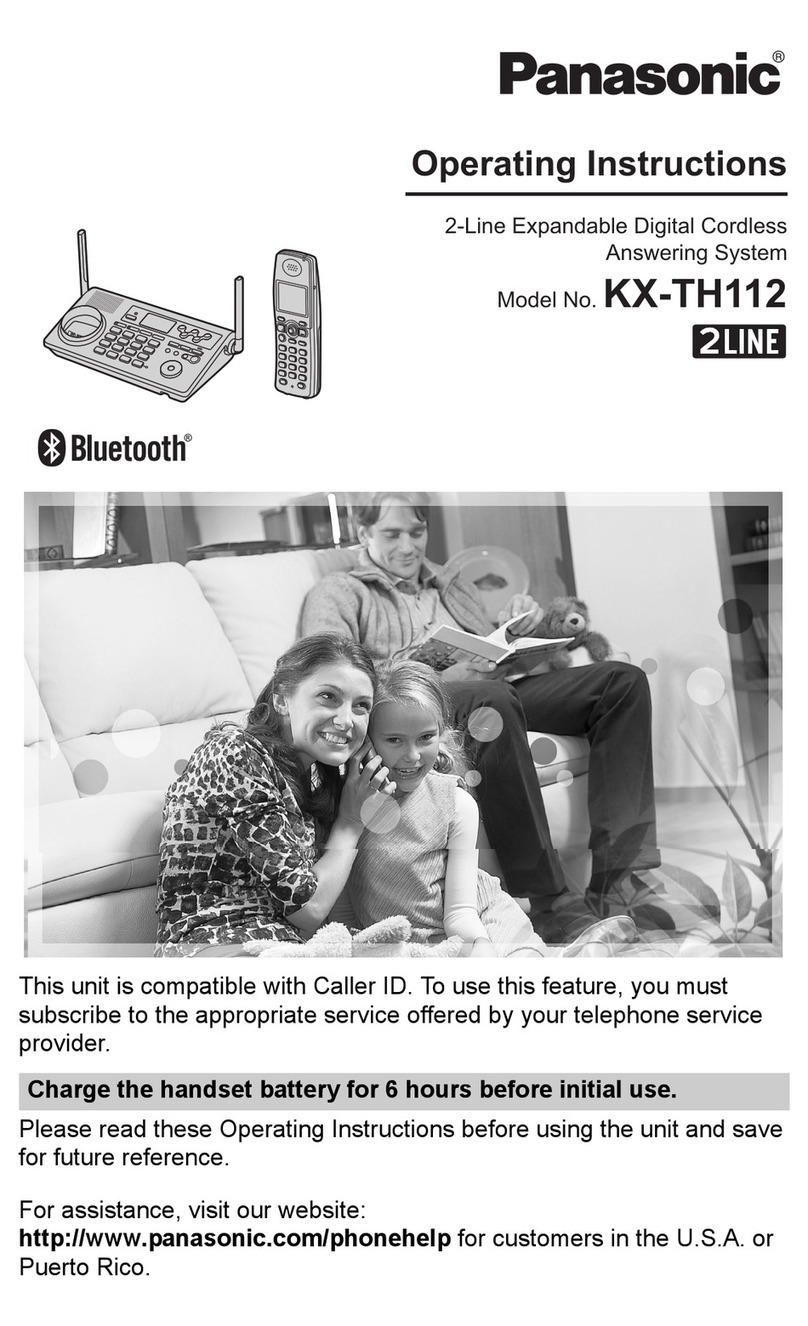 Panasonic KX-TH112 - Cordless Phone - Operation User manual Panasonic KX-TH112 - Cordless Phone - Operation User manual