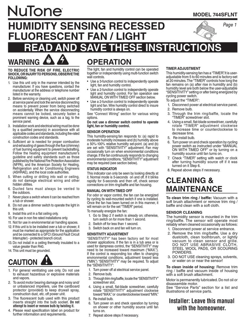 NuTone 744SFLNT User manual