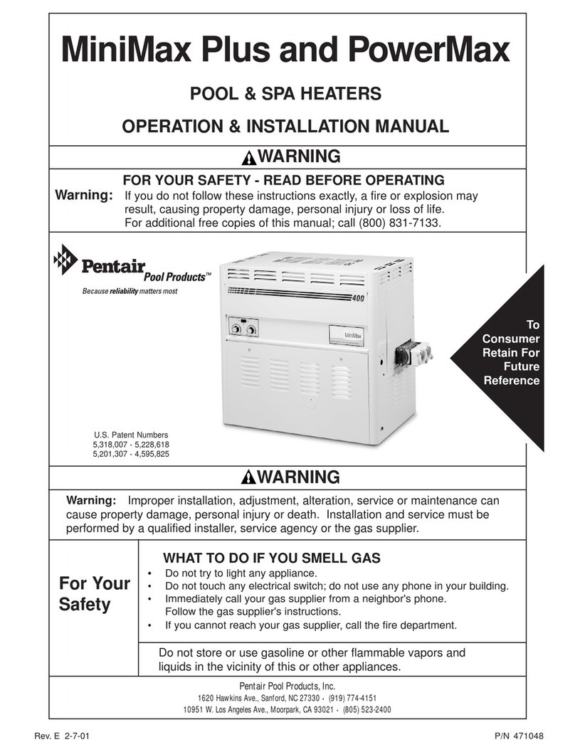 Pentair spa heater Operation and installation manual