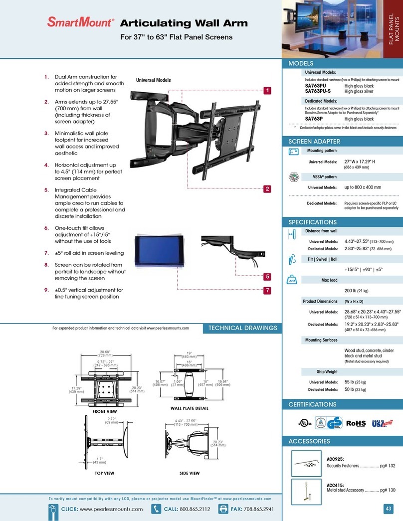 PEERLESS SMARTMOUNT SA763PU User manual