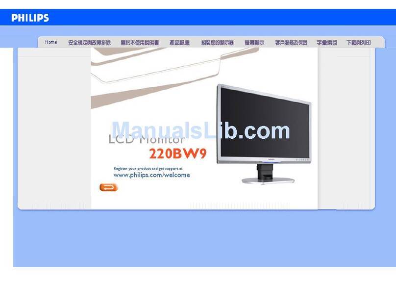 Philips 220BW9 - Brilliance - 22" LCD Monitor Installation and operating instructions