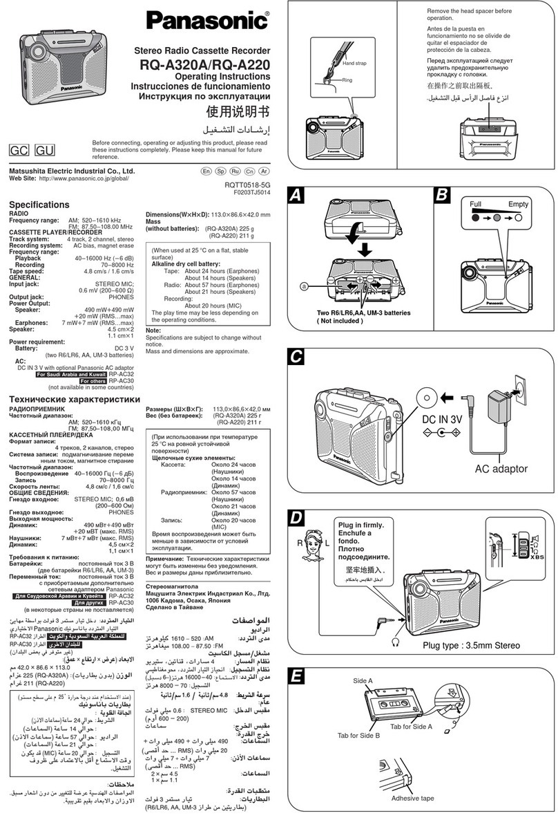 Panasonic RQ-A220 operating instructions