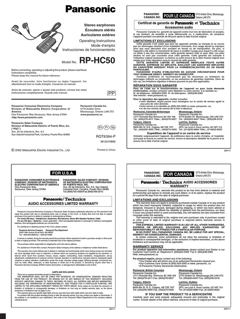 Panasonic RP HC50 User manual
