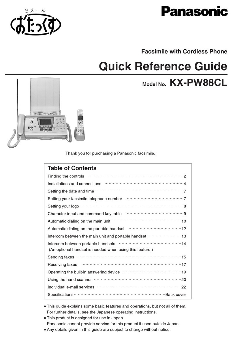 Panasonic KX-PW88CL Quick reference guide