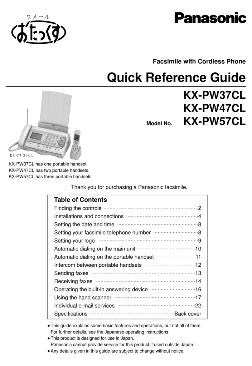 Panasonic KX-PW37CL Quick reference guide