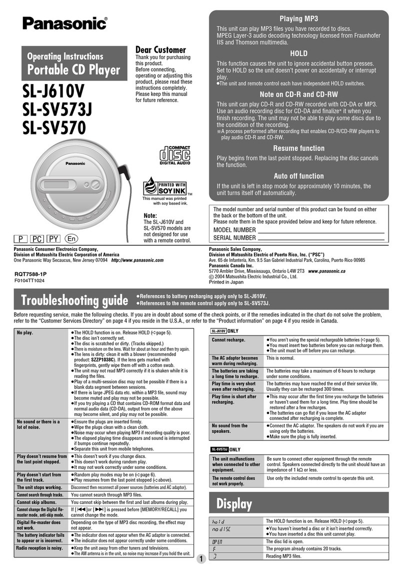 Panasonic SL-J610V operating instructions