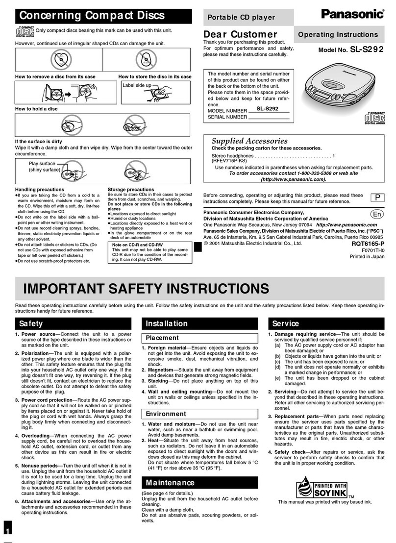 Panasonic SL-S292 User manual