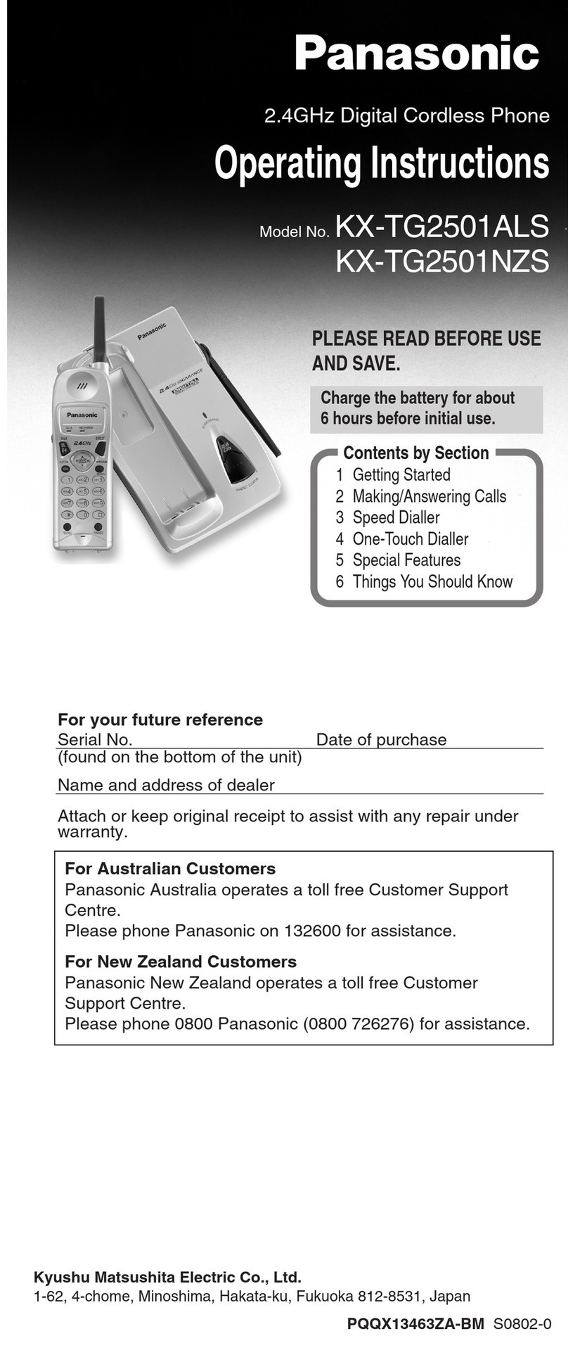 Panasonic KX-TG2501ALS User manual