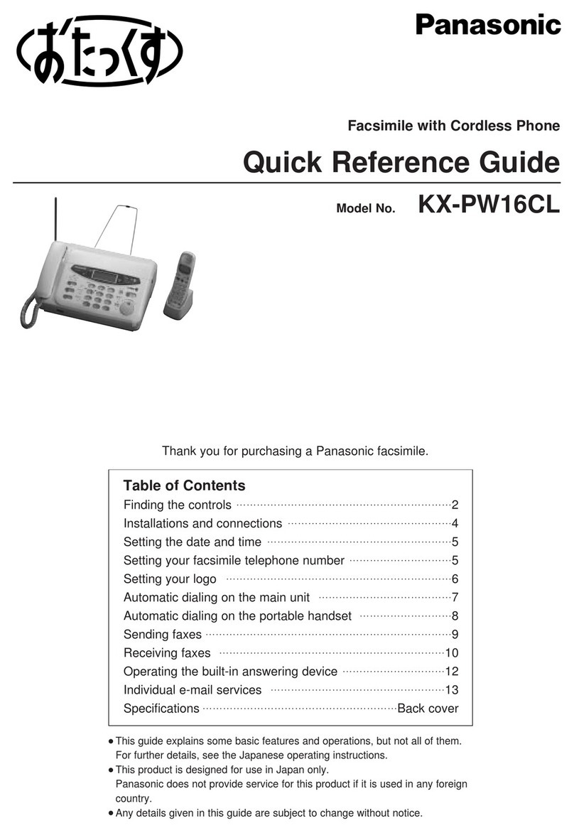 Panasonic KX-PW16CL Quick reference guide
