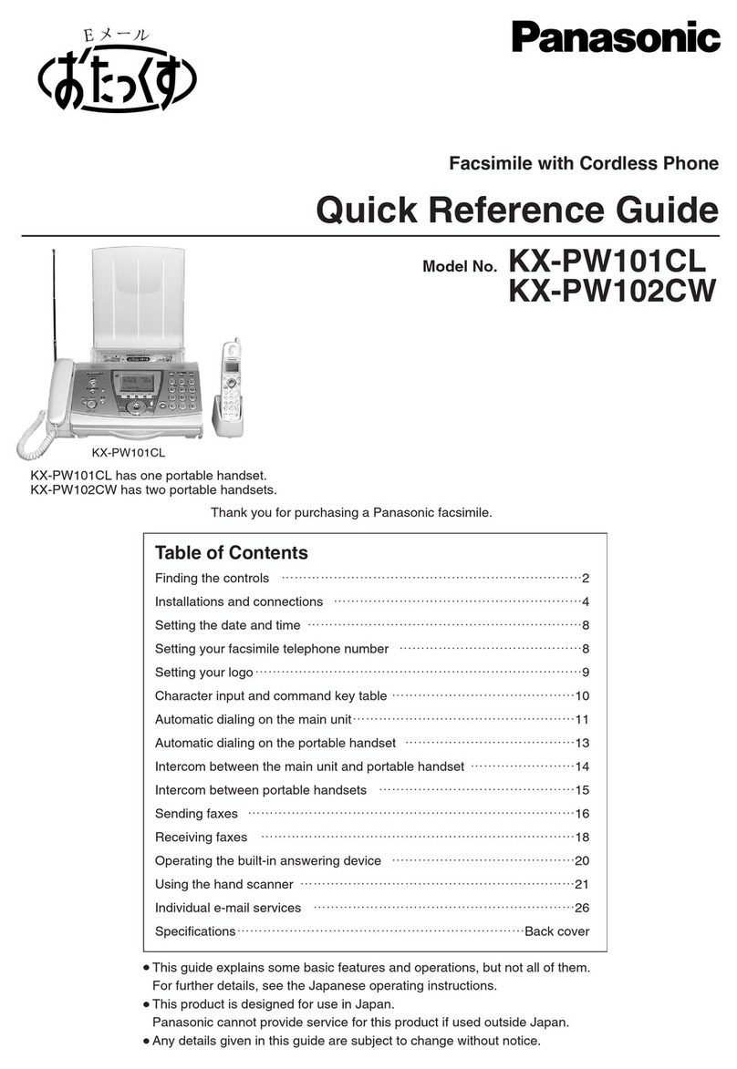 Panasonic KX-PW102CW Quick reference guide