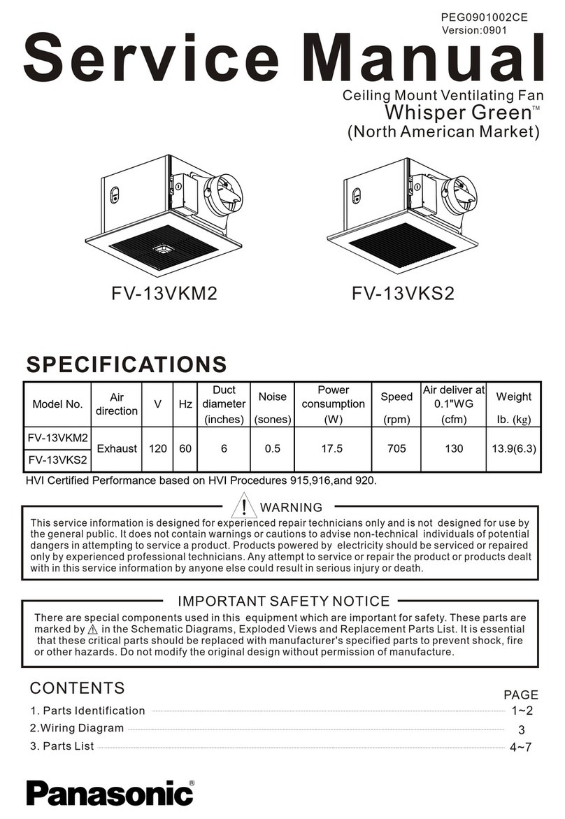 Panasonic Whisper Green FV-13VKM2 Service manual