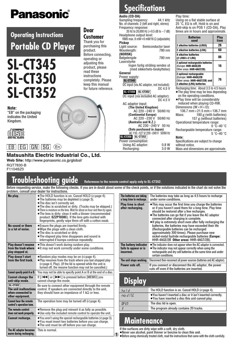 Panasonic SL-CT345 User manual
