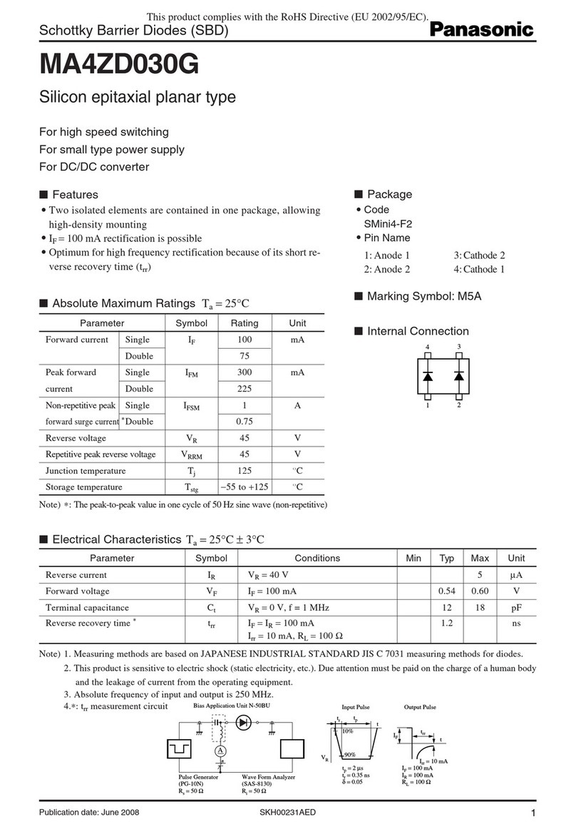 Panasonic Schottky Barrier Diodes MA4ZD030G User manual
