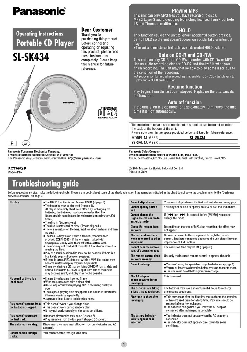 Panasonic SL-SK434 operating instructions