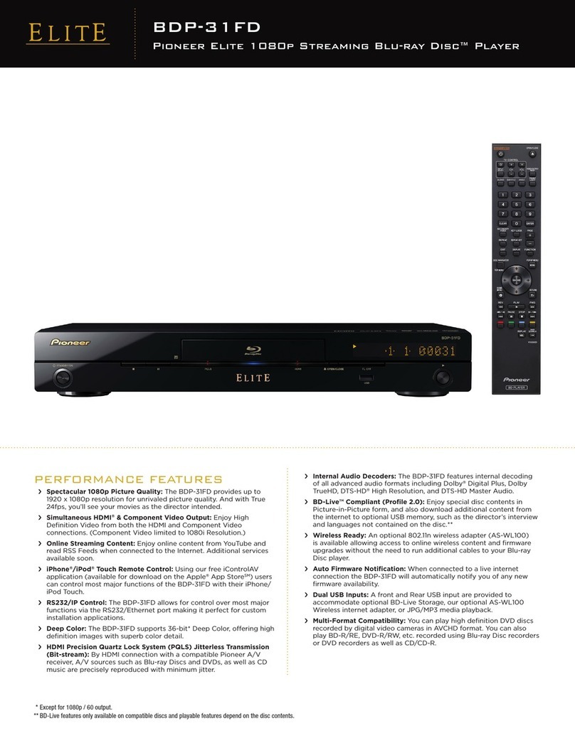 Pioneer Elite BDP-31FD Specifications